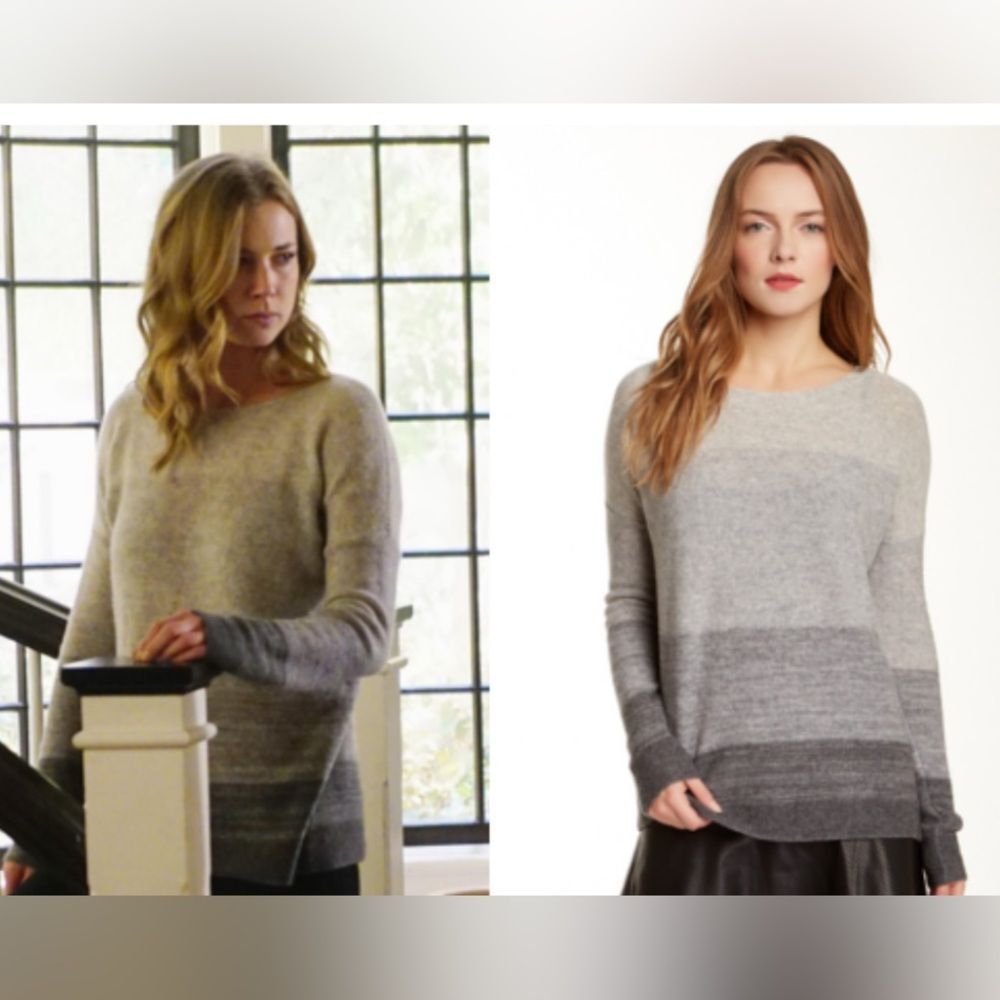 Vince 100% cashmere gray degrade crewneck sweater size small